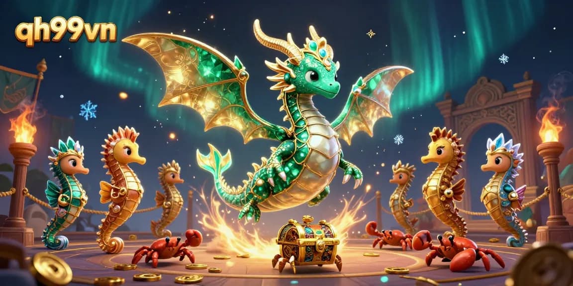 Engage in thrilling gaming experiences at qh99vn with a vibrant sea dragon illustration.