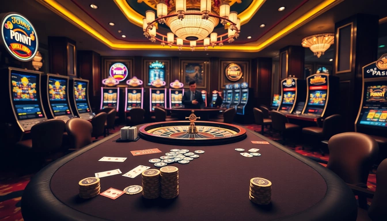 Play exciting games at https://kjc.jp.net/ with luxurious casino atmosphere, poker chips, and winning slots.