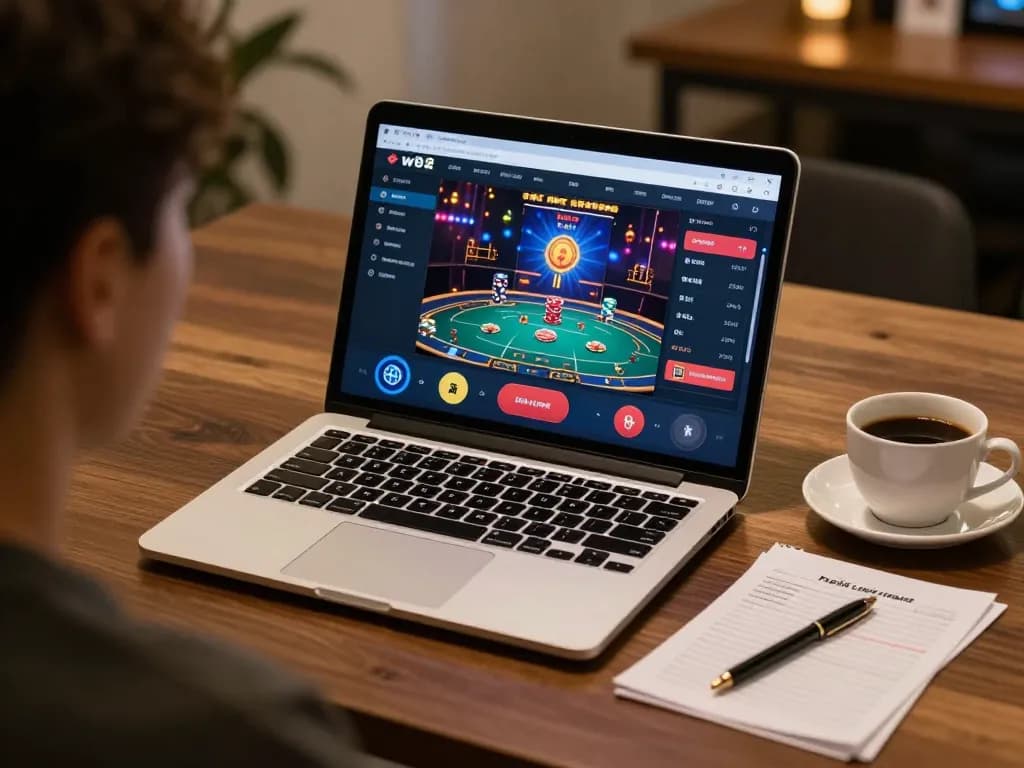 Engage in online casino gaming with nhà cái ww88 at a stylish home setup, showcasing strategic betting.