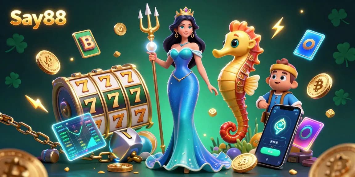 Engage with Say88, showcasing captivating casino action with vibrant 3D characters and gaming elements.