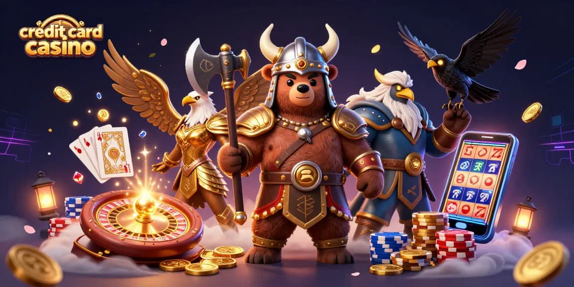 Experience thrilling gameplay at a credit card casino with vibrant characters and dynamic casino elements.