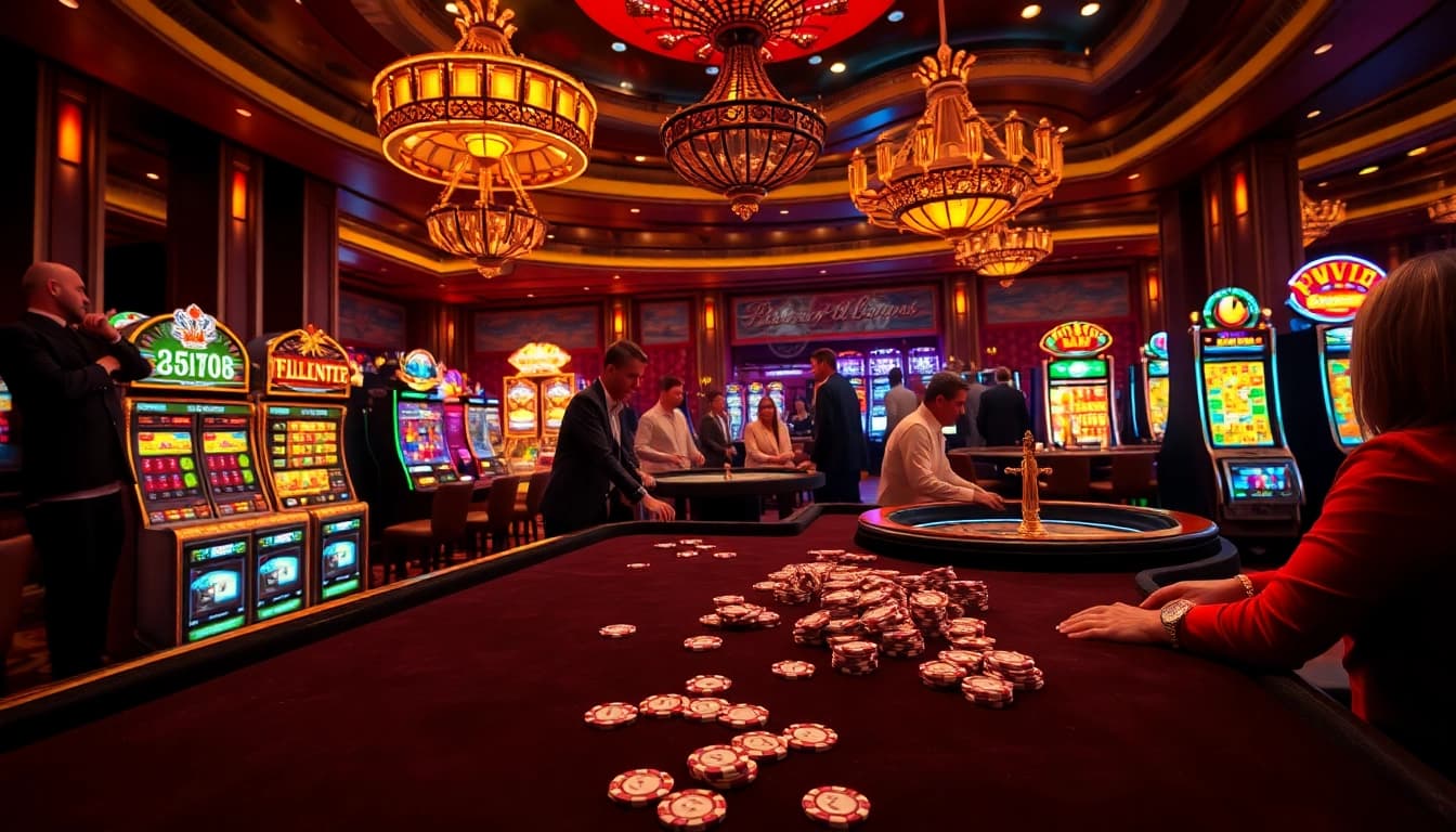 A vibrant casino atmosphere featuring players engaged in high-stakes games, showcasing the exclusive s8 vip experience.
