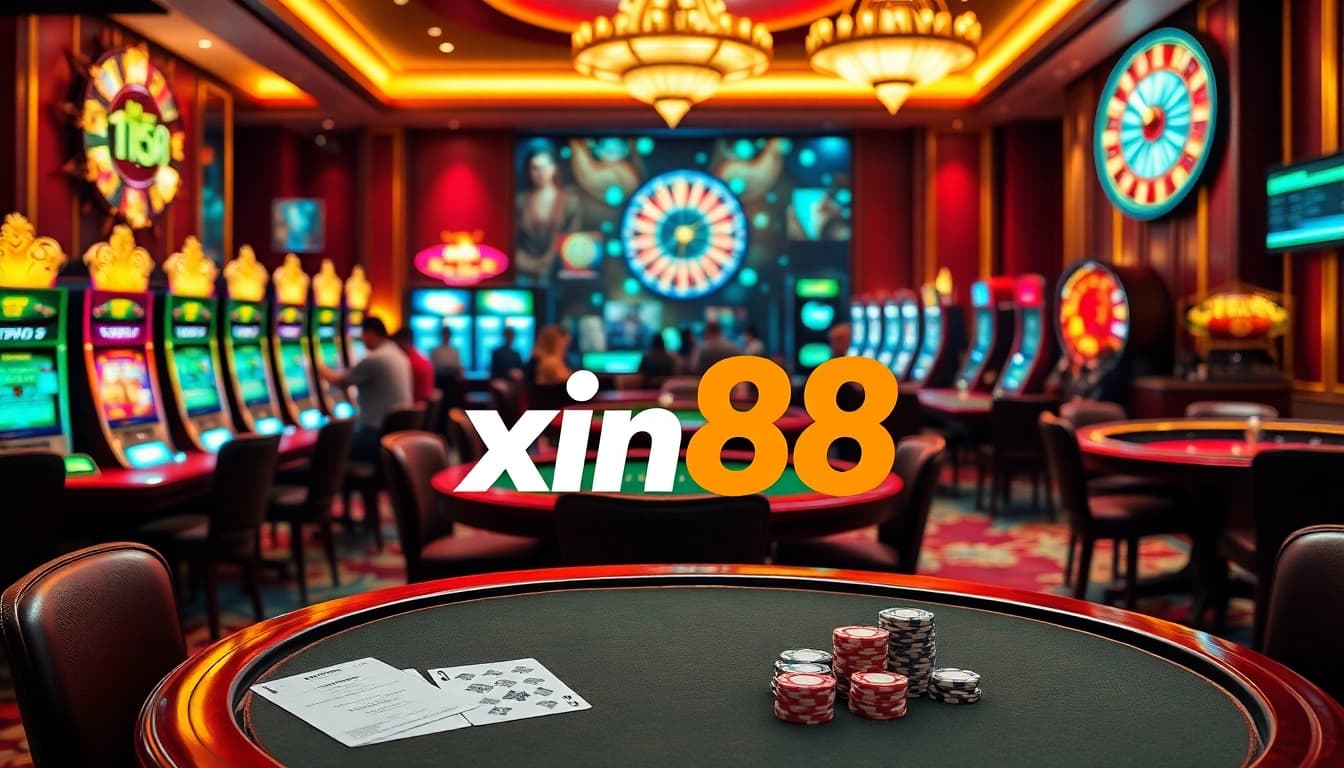 Players enjoying a vibrant casino experience with xin88's online interface and gaming elements.