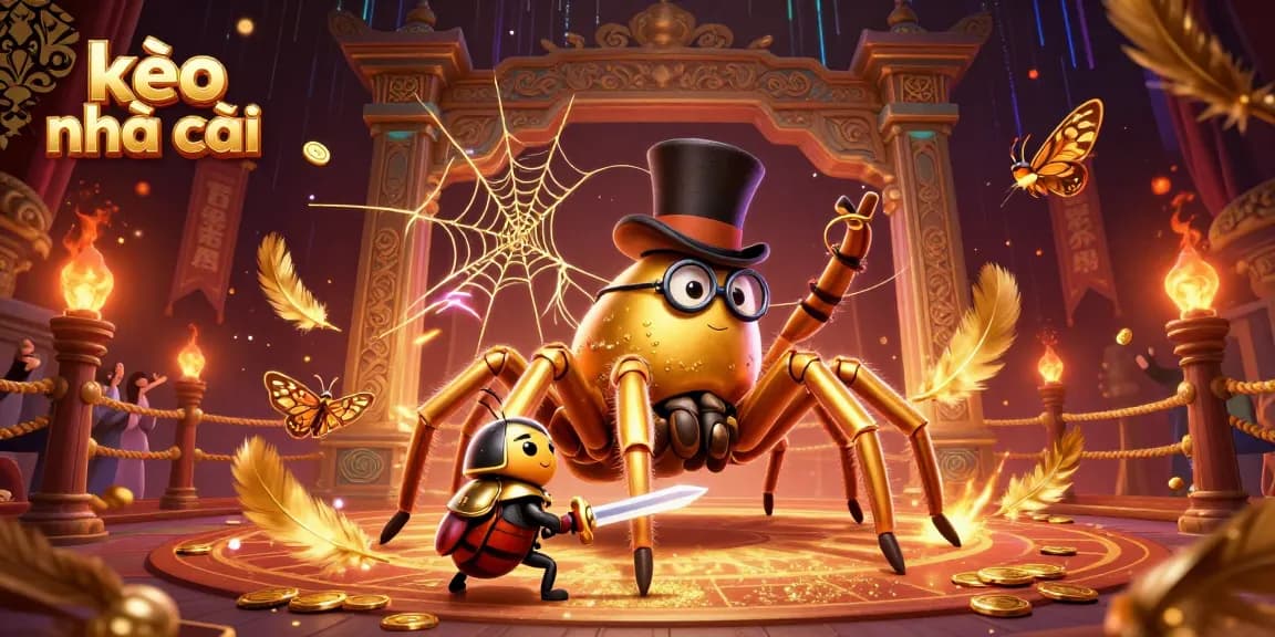 Engage in exciting kèo nhà cái moments with a giant tarantula, beetle knight, and casino elements.
