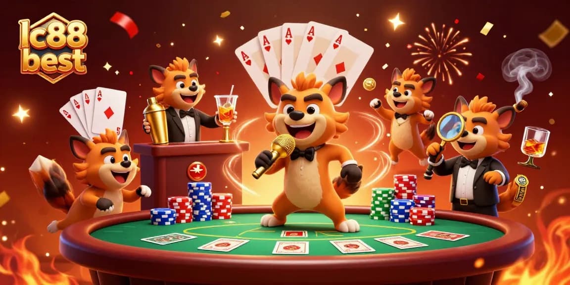Experience the excitement at lc88 best casino with hyenas serving drinks and telling jokes.