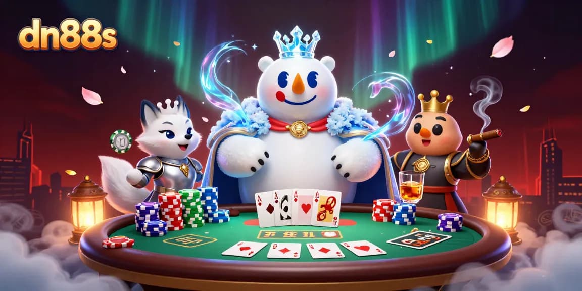 Experience high-stakes poker excitement with the dn88s king polar bear and snow fox in this dynamic casino scene.
