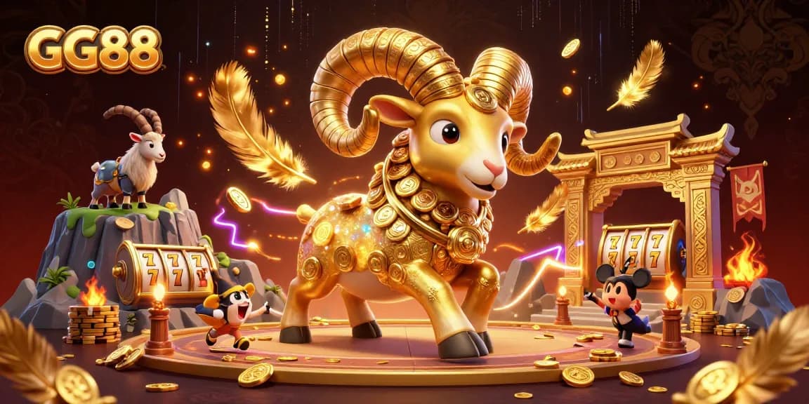 Experience the thrilling gameplay at GG88 with golden symbols and a dynamic casino setting.