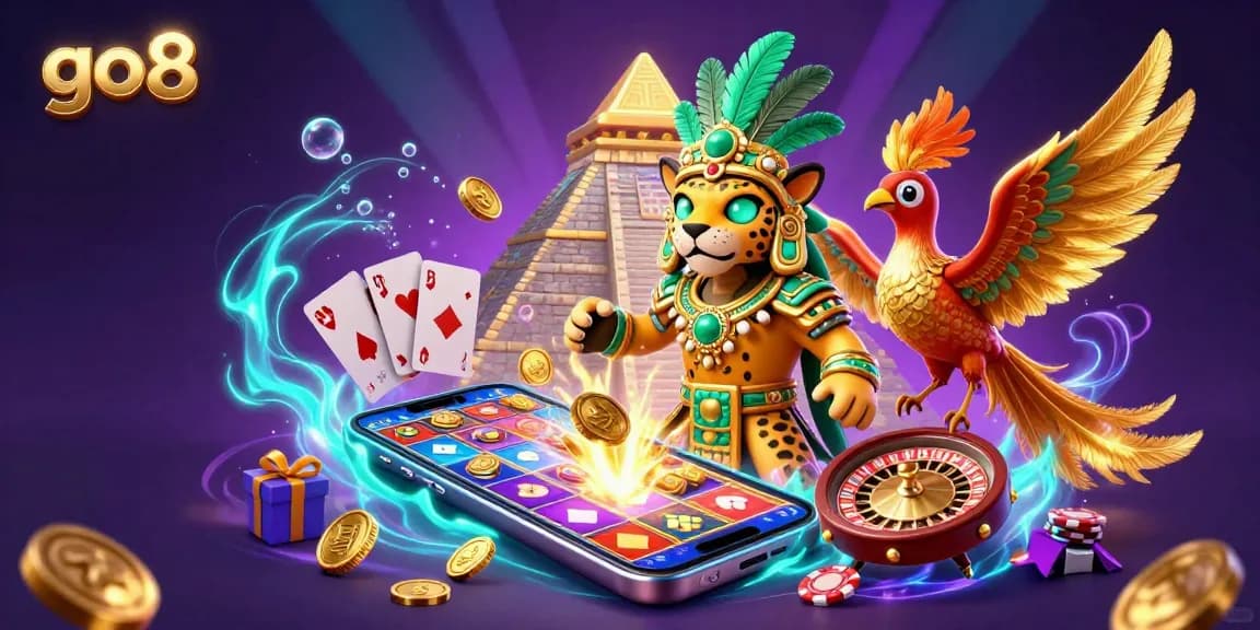 Spin and win with go8 as the Mayan jaguar priest and quetzal bird celebrate vibrant slot gameplay.