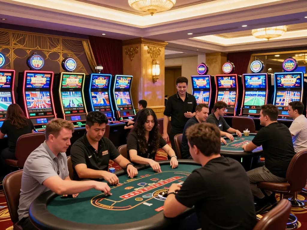 Exciting gaming scene at GI8, featuring vibrant slot machines and engaged players.