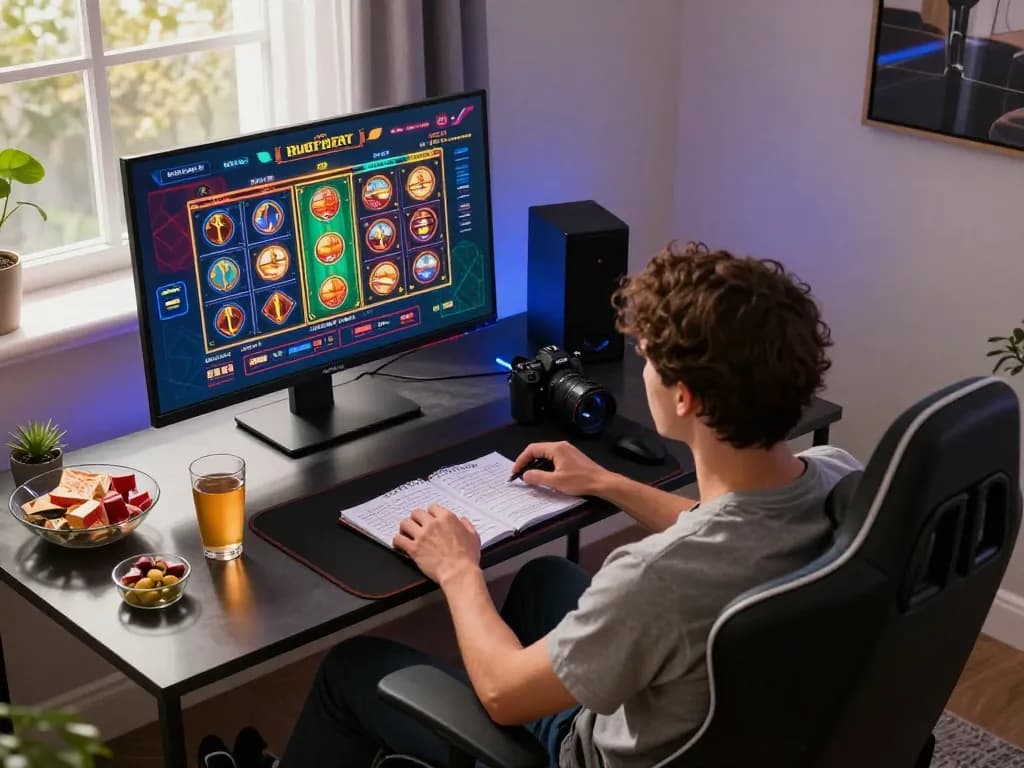 Player strategizing on online go8s casino game while enjoying a cozy home atmosphere