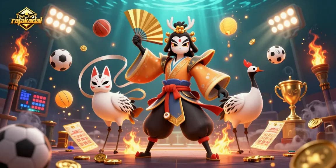 Permainan seru di rajakadal dengan karakter kabuki dan elemen kasino yang menarik.