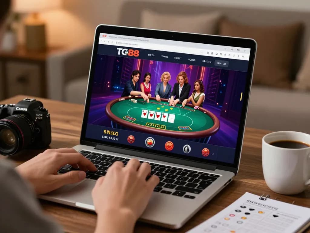 Play poker and enjoy a vibrant experience with tg88 on your device, showcasing an engaging online casino scene