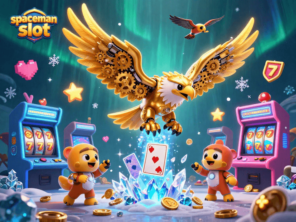 Experience the excitement of spaceman slot with a dynamic 3D illustration showcasing thrilling game elements.