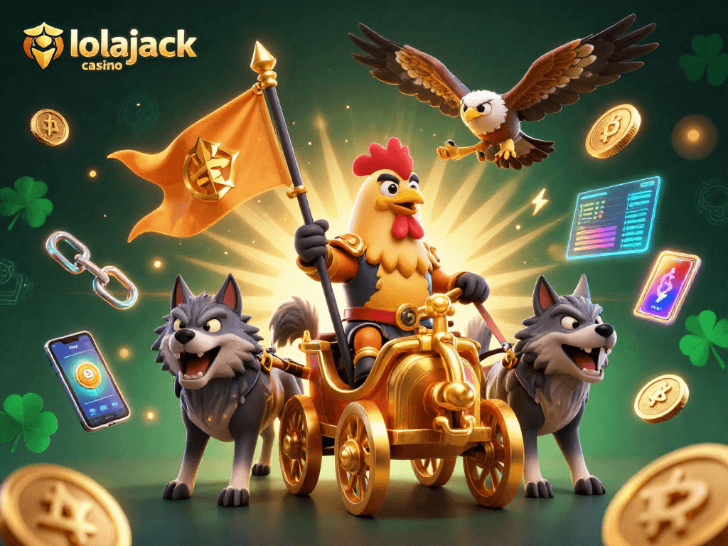 Experience thrilling games at lolajack casino with the dynamic 3D casino illustration.