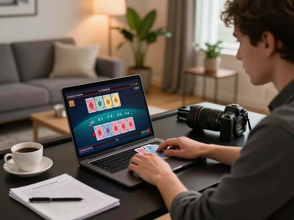 Engaging player strategizing at Canadian online casinos while immersed in blackjack.
