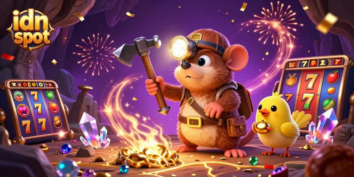 Experience thrilling gameplay with idn slot as vibrant characters encounter stunning treasures in a casino setting.