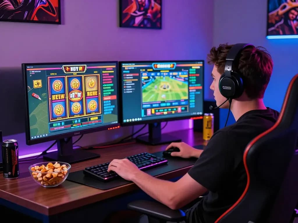 Exciting online betting setup featuring Onbet 88, vibrant graphics, and engaging ambiance in a modern gaming room.