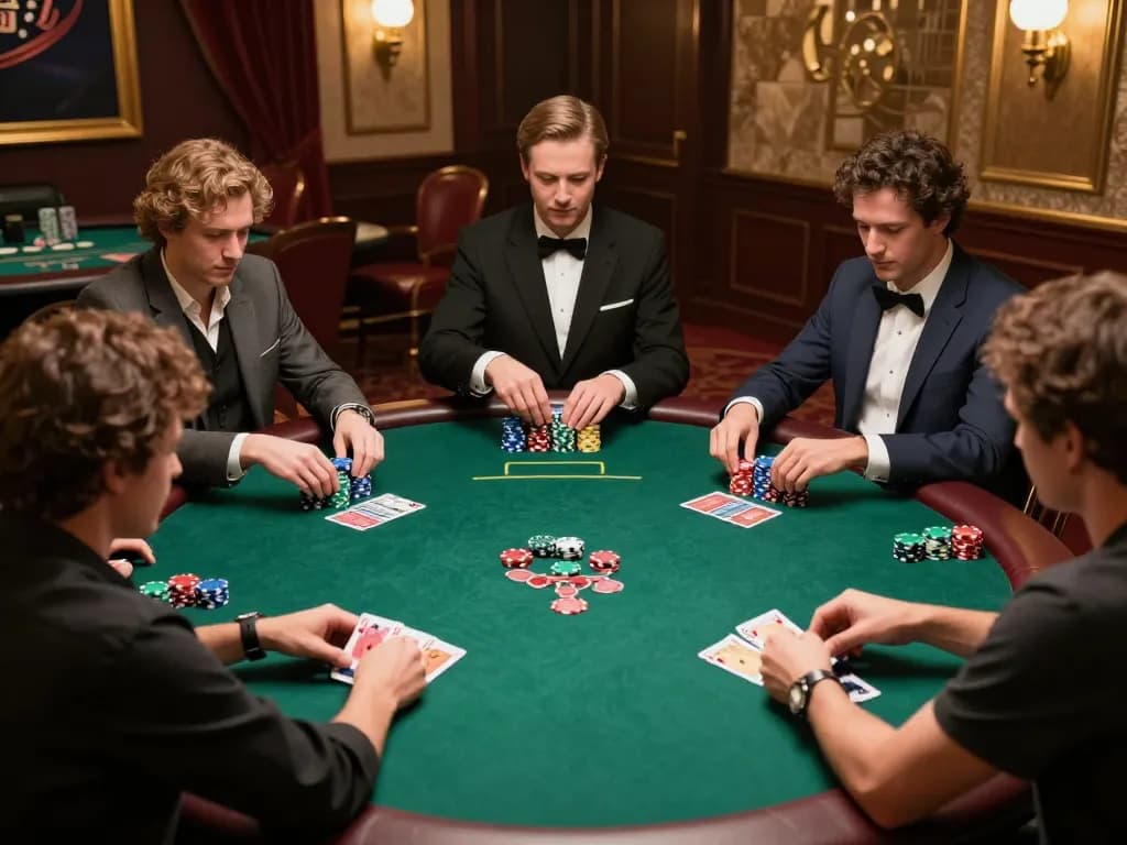 sun win poker game in progress with players showing excitement and strategic moves at a high-stakes table