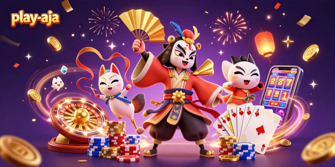 Engage with play-aja and celebrate winning maneuvers in a vibrant casino scene.