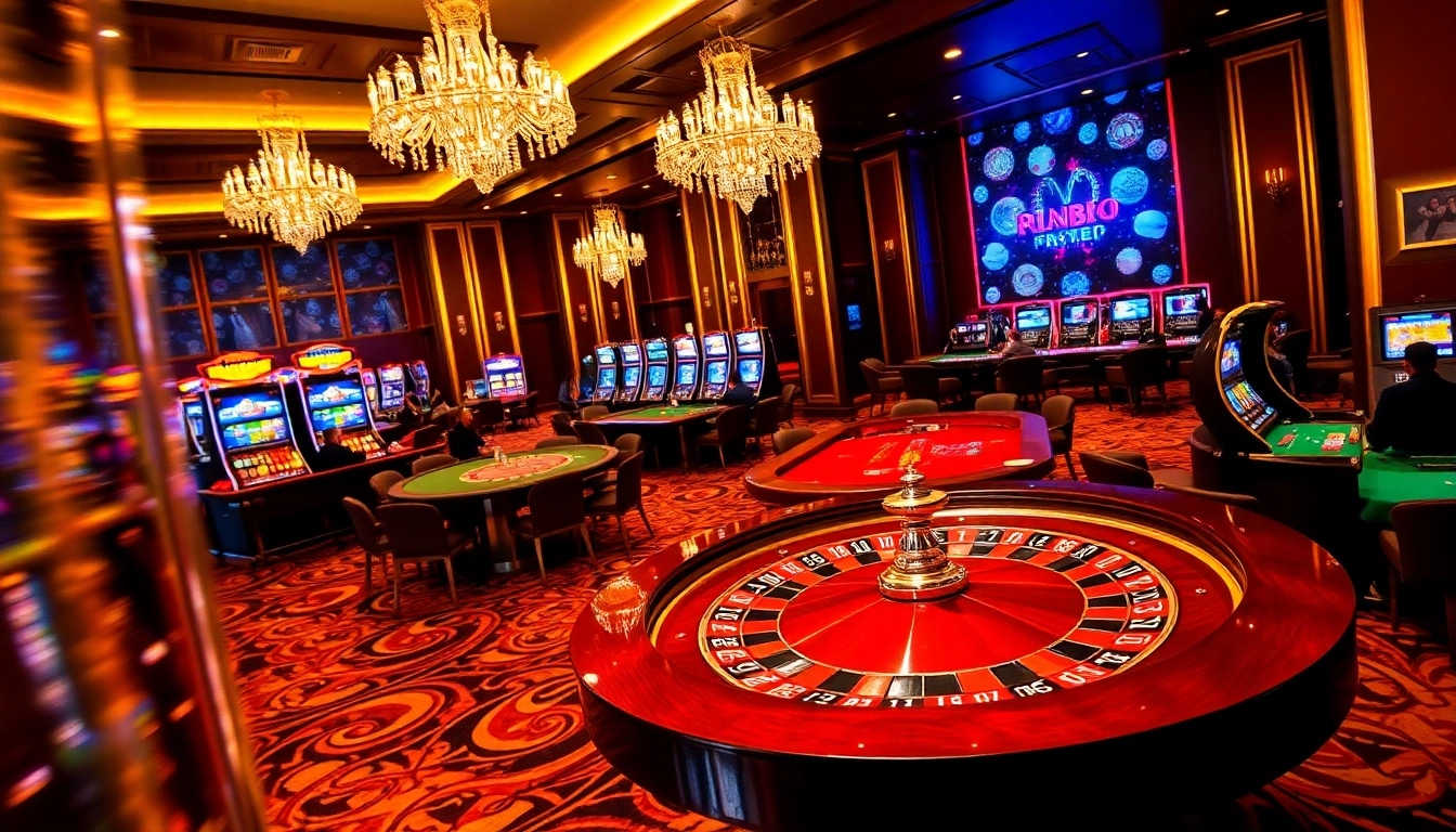 rr88 players engaging with dynamic casino games in an upscale environment.