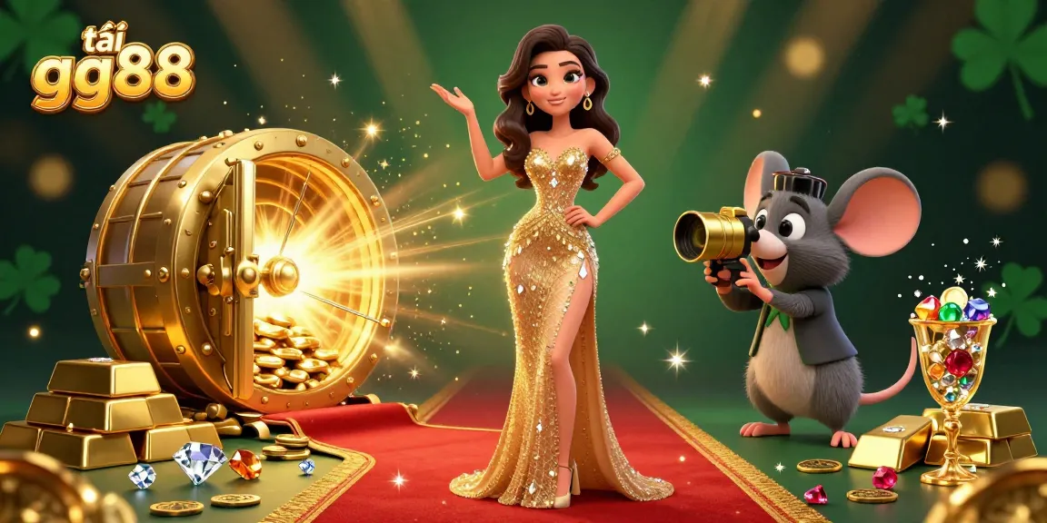 Experience the excitement of tải gg88 with a vibrant 3D illustration showcasing casino elements and a glamorous atmosphere.