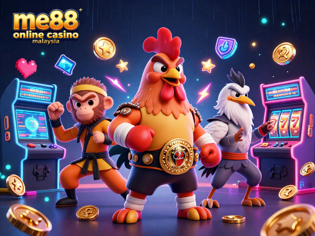 Experience the energy of me88 online casino Malaysia with vibrant characters and game elements!
