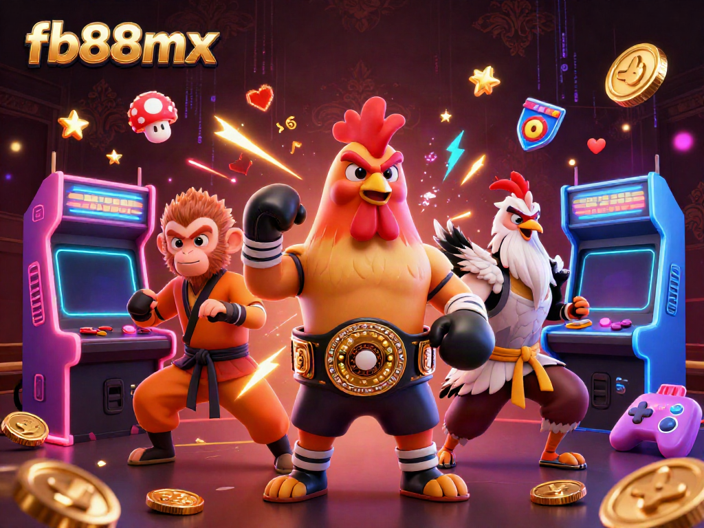 Witness the vibrant world of fb88mx as energetic characters engage with thrilling casino elements.