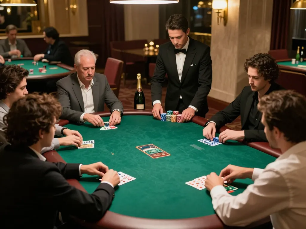 Players engaged in an intense high-stakes poker game at RR88's luxurious private table.