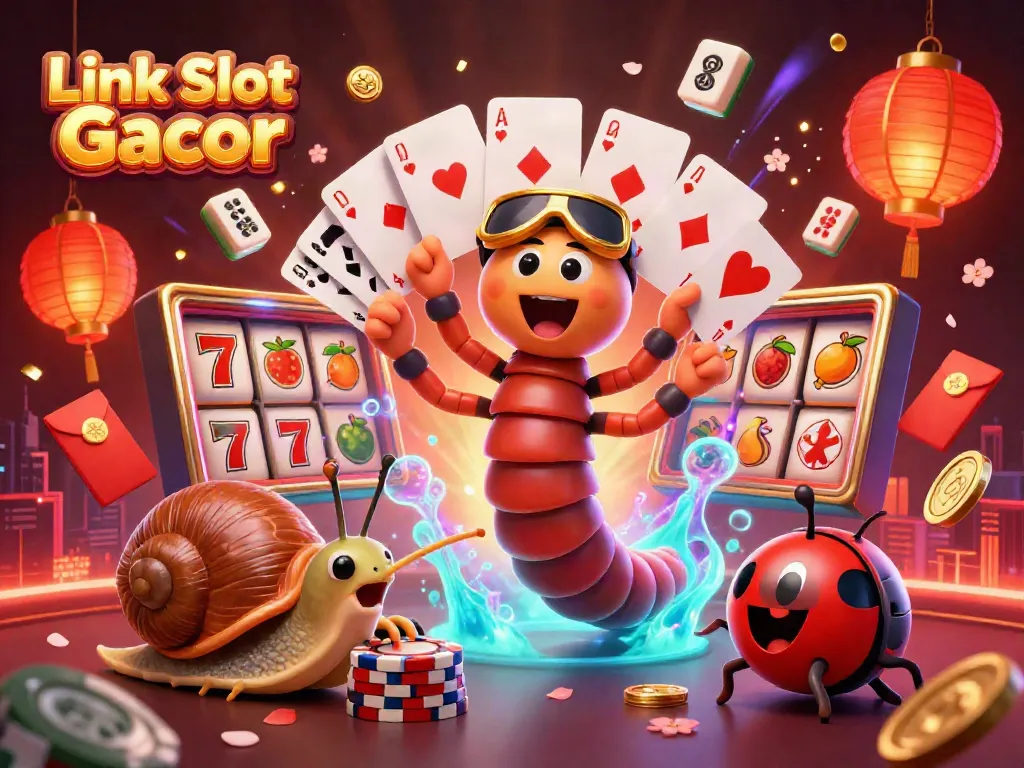 Menangkan permainan slot gacor dengan dealer ceria dan simbol keberuntungan yang meriah dalam adegan ceria ini.