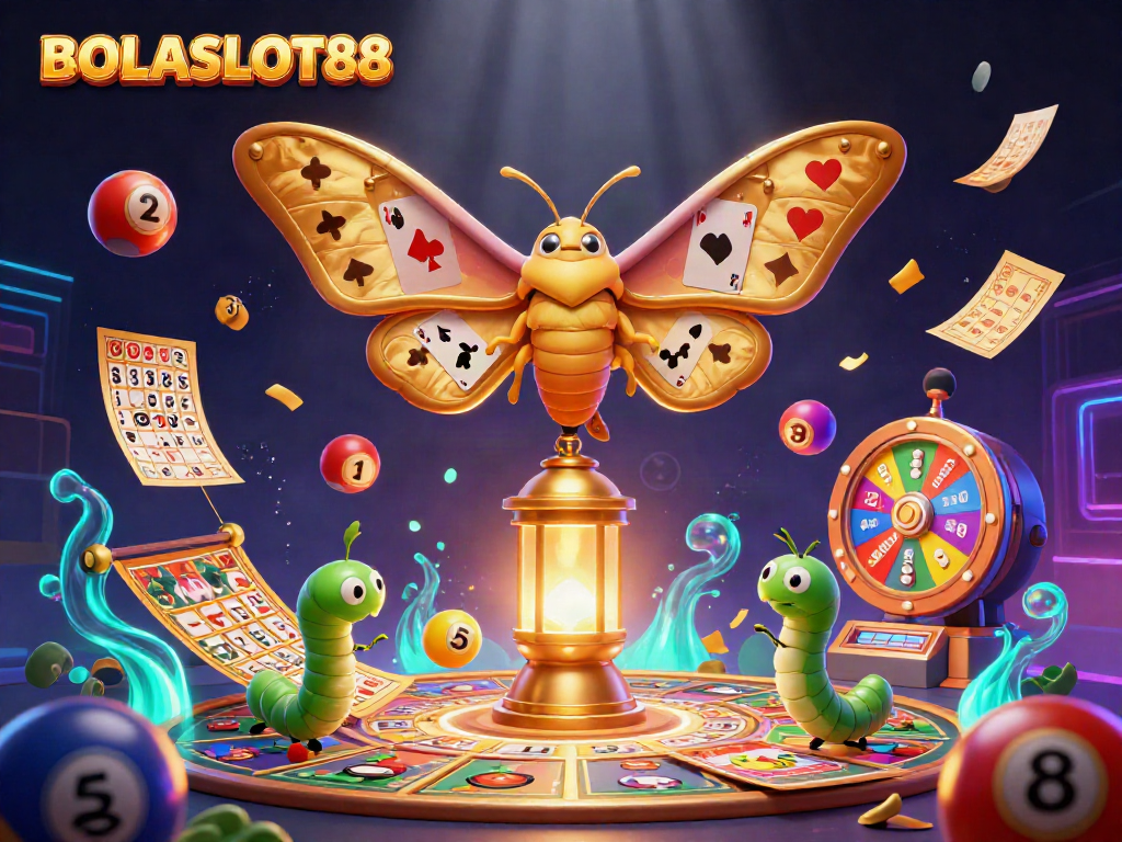 Experience gaming thrills at BOLASLOT88 with dynamic illustrations of casino fun and vibrant characters.
