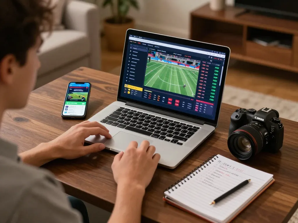 Kebet casino sports betting scene with a player focused on live odds and strategies.
