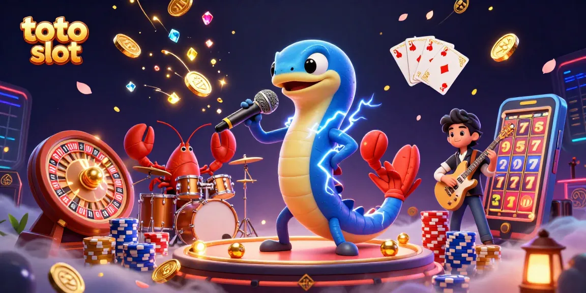 Experience the thrill of toto slot with energetic characters in a vibrant underwater casino.
