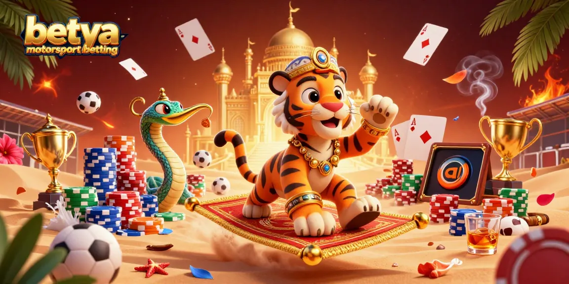 Experience betya motorsport betting in a vibrant, dynamic 3D illustration filled with action.
