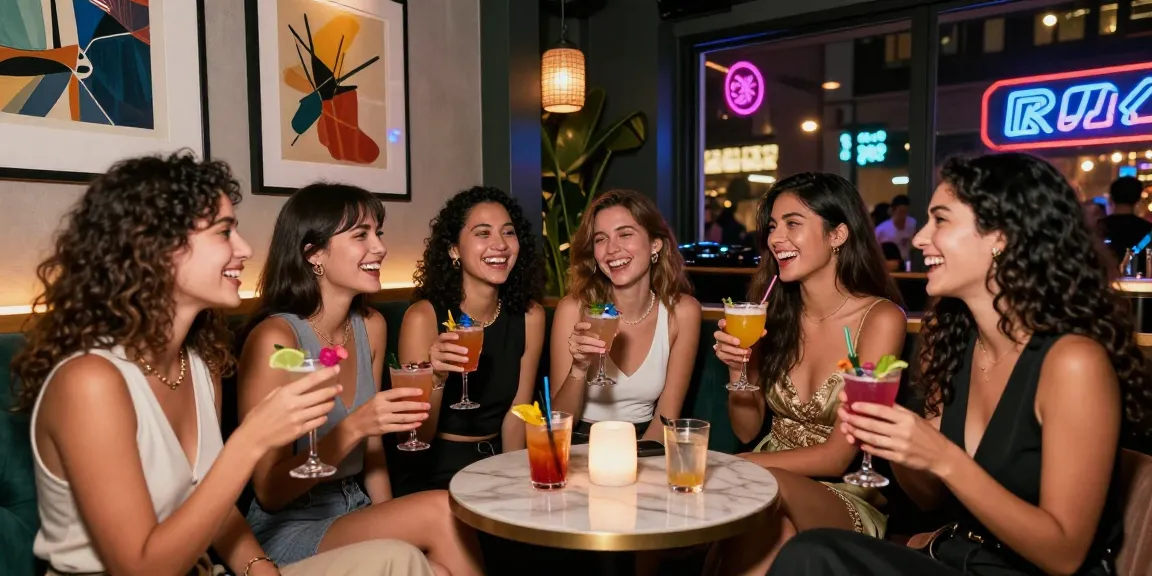 Một nhóm gái gọi ăn tối thú vị trong quán bar thời thượng tại thành phố.