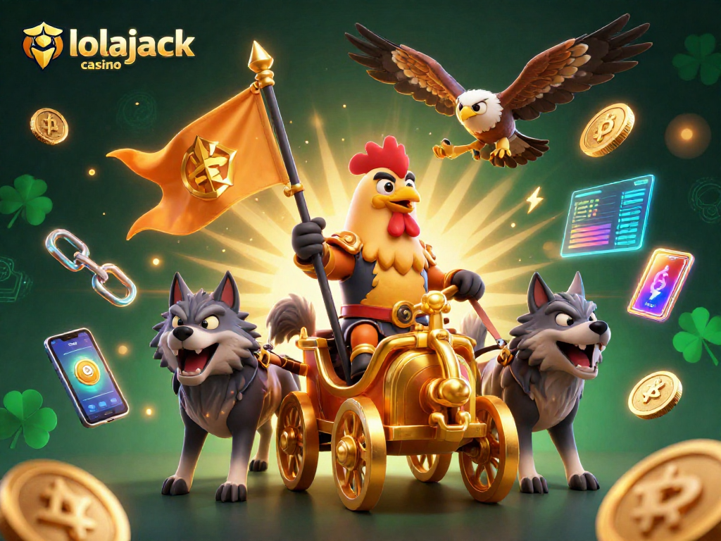 Experience thrilling games at lolajack casino with the dynamic 3D casino illustration.