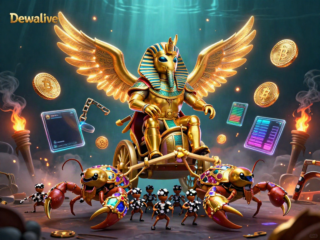 Dewalive platform showcasing exciting slot games with a golden scarab and scorpions.