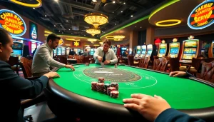 Experience the excitement of a Blackjack Casino with lively players and a professional dealer.