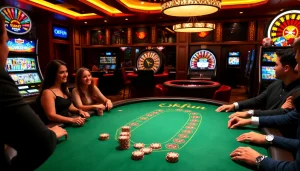 Engaging casino scene featuring thrilling poker action at Okfun.