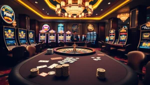 Play exciting games at https://kjc.jp.net/ with luxurious casino atmosphere, poker chips, and winning slots.