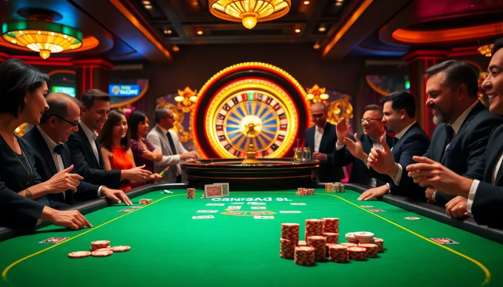 Engage in the exhilarating game go8 at a vibrant casino table filled with poker chips and cards.