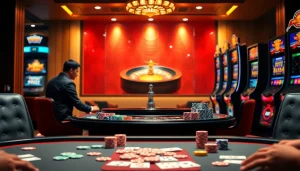 Gamblers enjoying an exciting gaming experience at nhà cái xx88 online casino, featuring vibrant poker and roulette action.