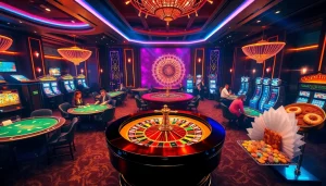 Rasakan sensasi permainan kasino melalui visual menakjubkan yang menampilkan meja-meja berwarna cerah dan hidangan menu King Arthur Cafe.