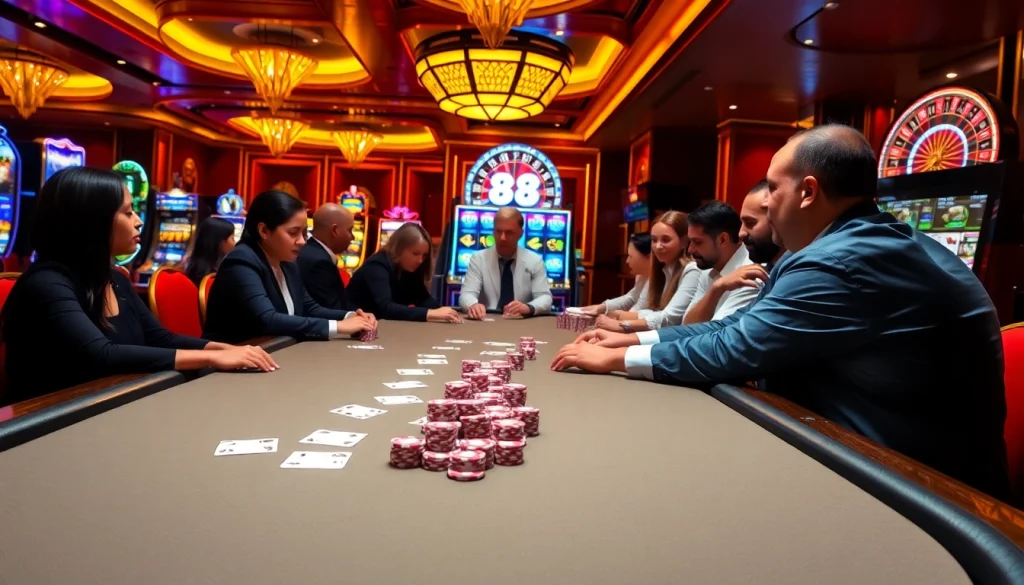Experience excitement at an RR 88 casino with vibrant poker games and sleek slot machines.