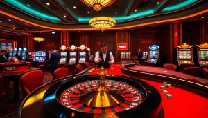 Players experience the thrill of F8BET in a vibrant casino atmosphere.
