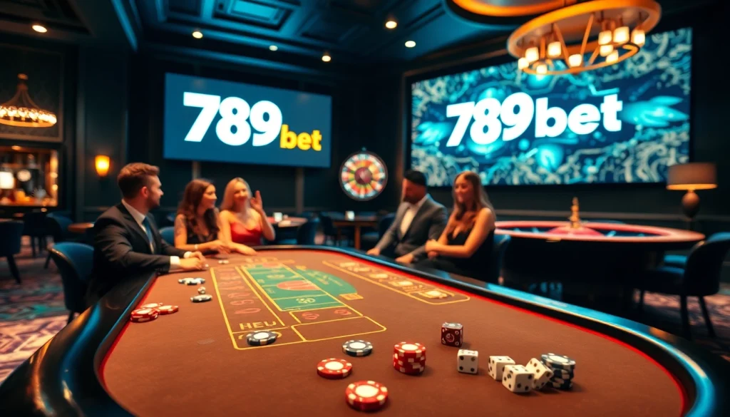 Action-packed blackjack game at 789bet casino table, showcasing vibrant chips and excitement.
