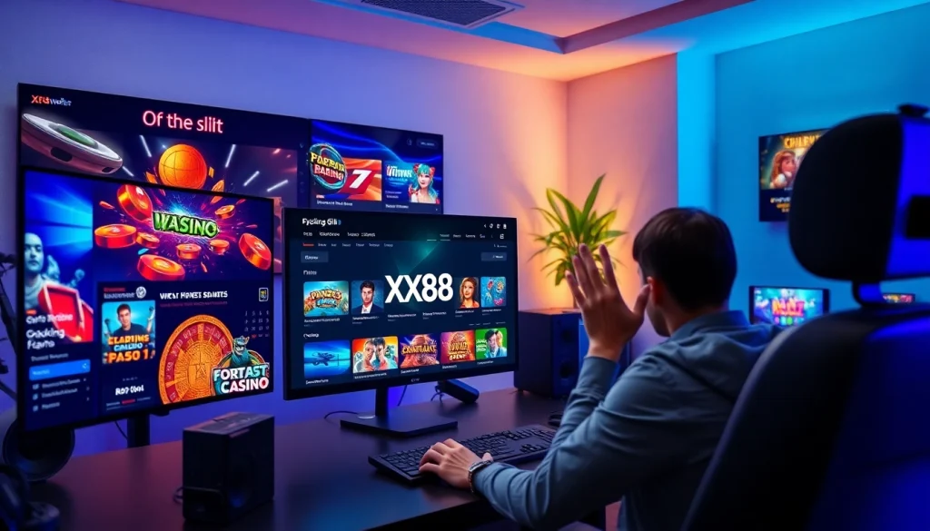 Engaging online gambling scene showcasing the XX88 link, highlighting popular games.