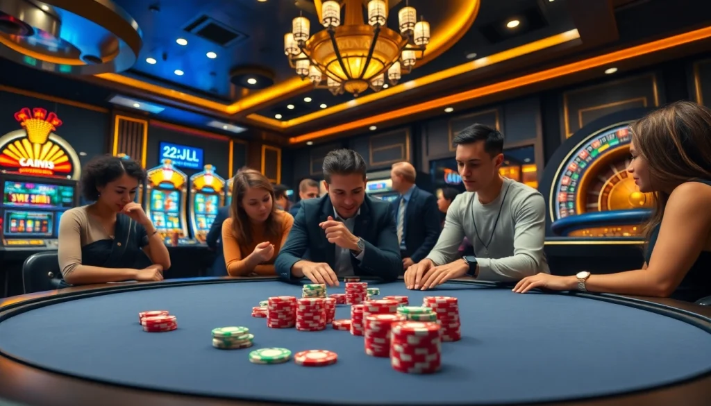 Experience the excitement of 22JL casino gaming with vibrant tables and engaged players.