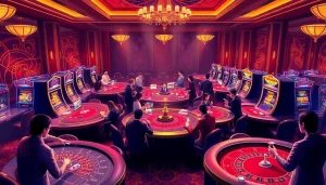 Players enjoying a thrilling casino experience at RR88com with vibrant games and casino tables.