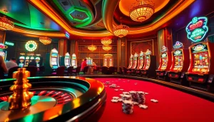 Experience xx88 excitement at a luxurious casino table with poker chips and roulette wheel.
