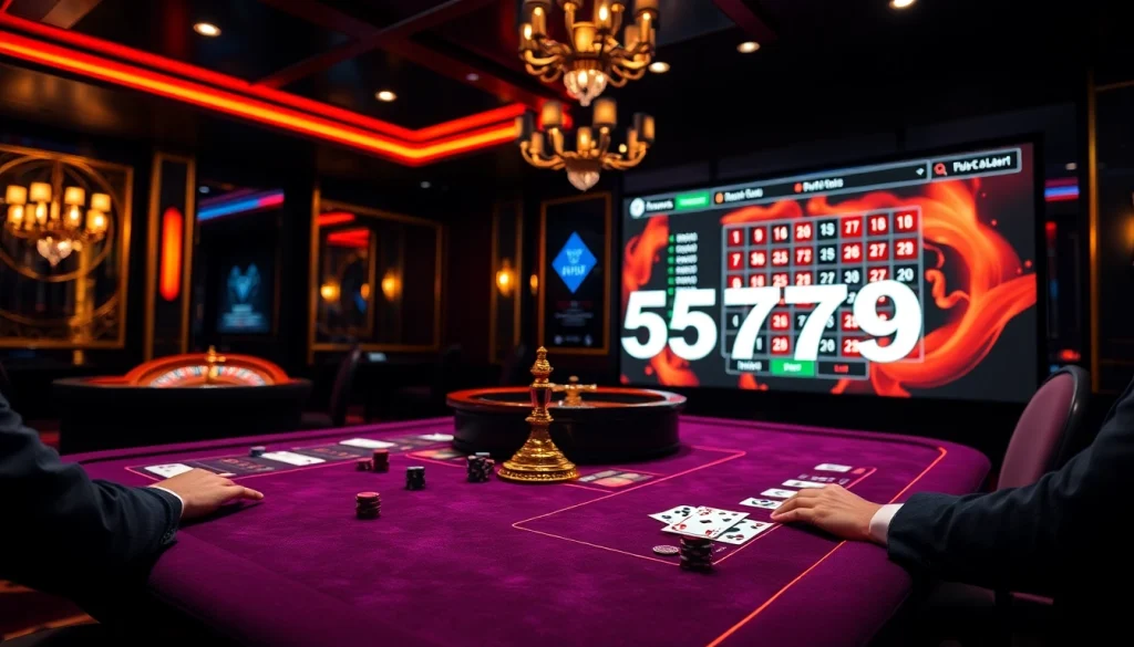 Players immersed in the excitement of 5Z7779 casino games with vibrant tables and modern betting interfaces.